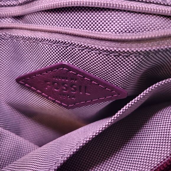 Fossil Small Crossbody Bag Maya Shoulder Purse Purple Multi Stripe Leather - Picture 12 of 12